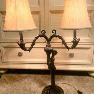 Pair Of Antique Art Deco Figural Lady Lamps Vintage Art Nouveau